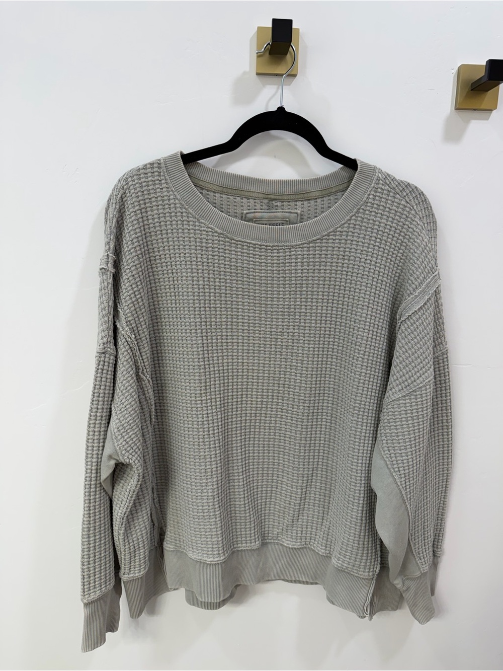 American Eagle Light Green Waffle-Knit Women's Sweatshirt